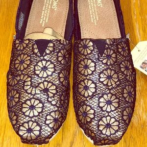 Toms Gold Navy Crochet Glitter